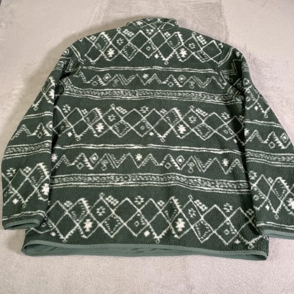 The North Face Jacket Mens 2XL Green Fleece 1/4 Zip Fair Isle Southerwestern XXL